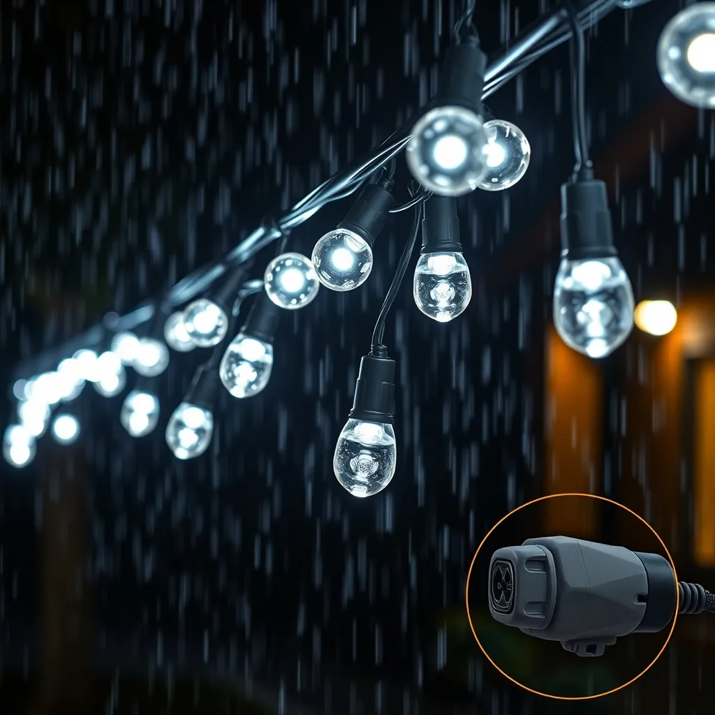 Guirlande LED extérieur IP65 résistante intempéries connecteurs étanches professionnels